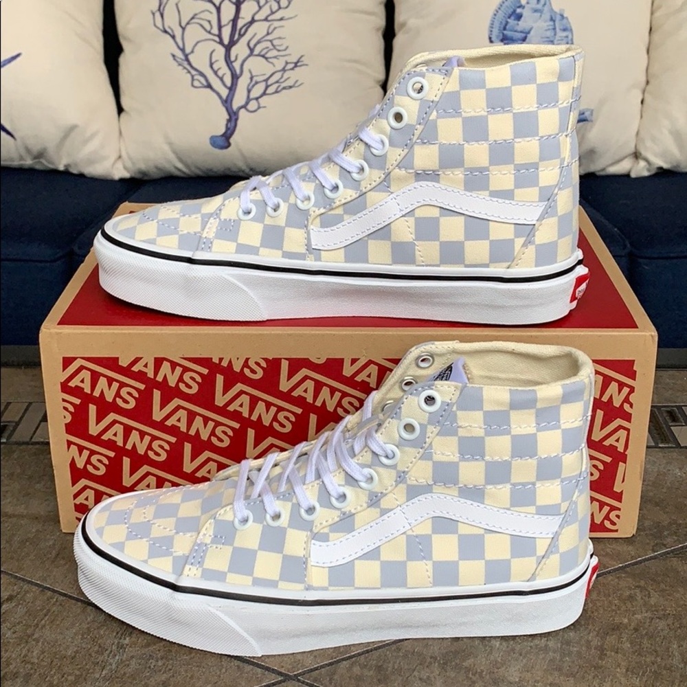 VANS Sk8-Hi TAPERED CHECKERBOARD Zenbl/TRWht WMNS - Picture 5 of 16